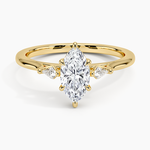 Petite Cometa Perfect Fit Three Stone Diamond Ring Yellow Gold 18k Marquise Engagement Ring