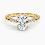 Petite Cometa Perfect Fit Three Stone Diamond Ring Yellow Gold 18k Oval Engagement Ring