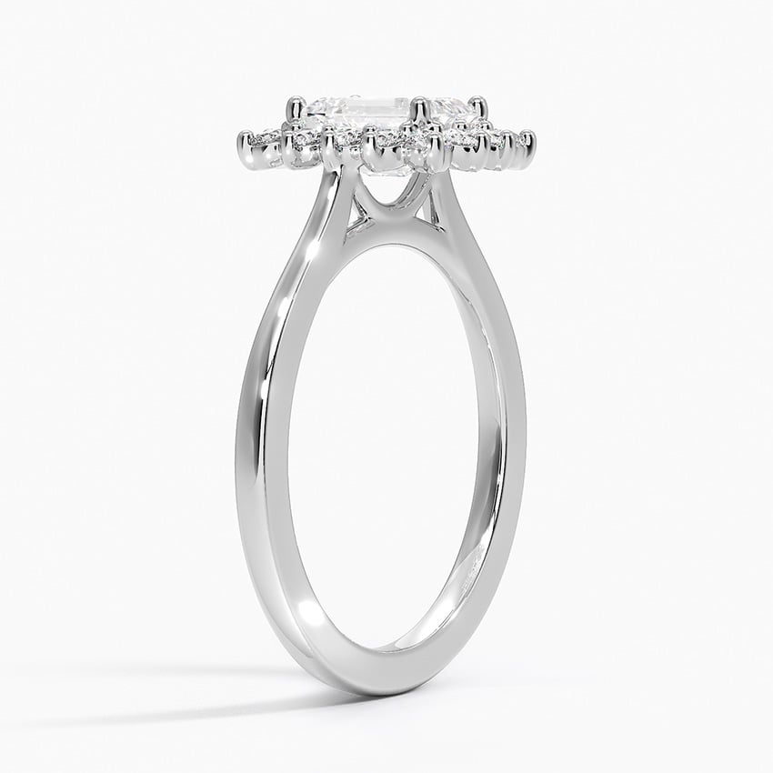 Sunburst Halo Diamond Ring (1/4 ct. tw.) Platinum Emerald Engagement Ring