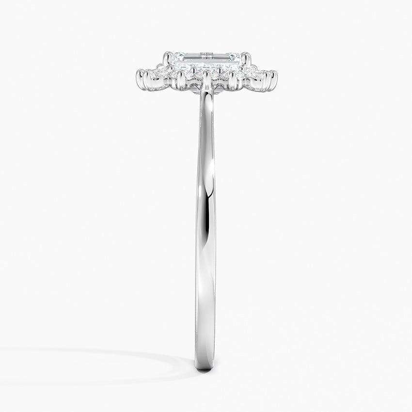 Sunburst Halo Diamond Ring (1/4 ct. tw.) Platinum Emerald Engagement Ring