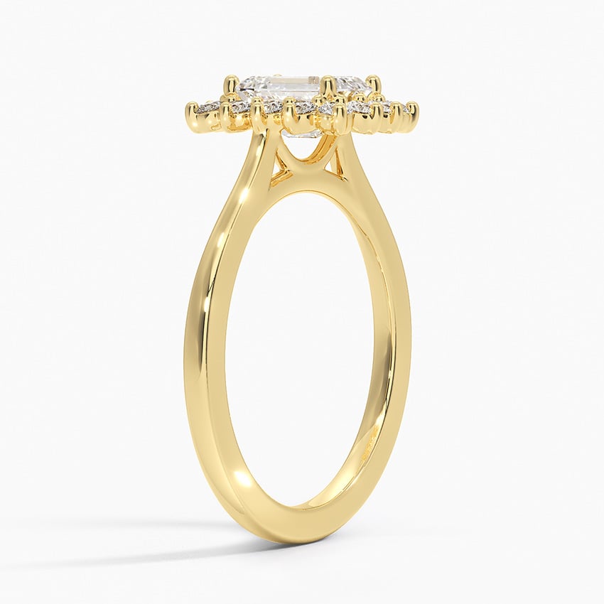 Sunburst Halo Diamond Ring (1/4 ct. tw.) Yellow Gold 18k Emerald Engagement Ring