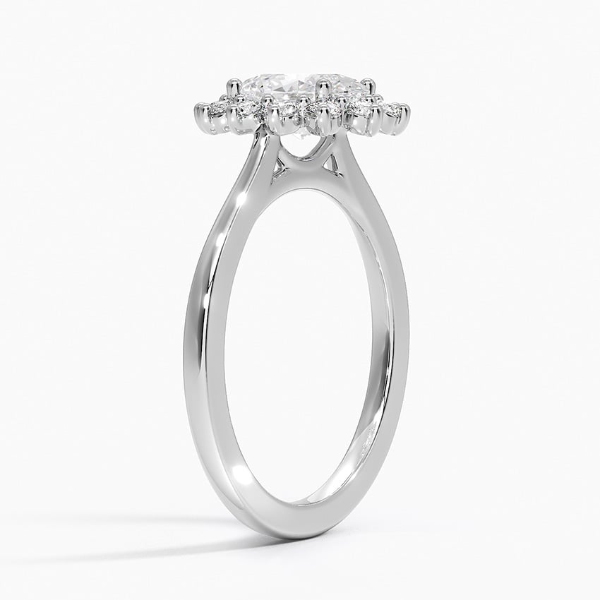 Sunburst Halo Diamond Ring (1/4 ct. tw.) Platinum Oval Engagement Ring