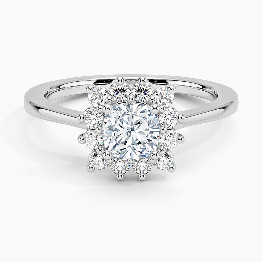 Sunburst Halo Diamond Ring (1/4 ct. tw.) Platinum Cushion Engagement Ring