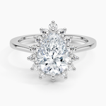 Sunburst Halo Diamond Ring (1/4 ct. tw.) Platinum Pear Engagement Ring