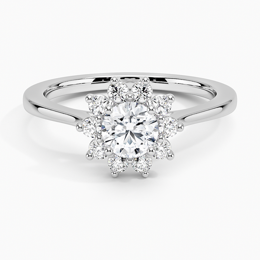 Sunburst Halo Diamond Ring (1/4 ct. tw.) Platinum Round Engagement Ring