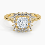 Sunburst Halo Diamond Ring (1/4 ct. tw.) Yellow Gold 18k Cushion Engagement Ring