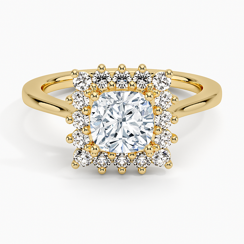 Sunburst Halo Diamond Ring (1/4 ct. tw.) Yellow Gold 18k Cushion Engagement Ring