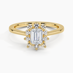 Sunburst Halo Diamond Ring (1/4 ct. tw.) Yellow Gold 18k Emerald Engagement Ring