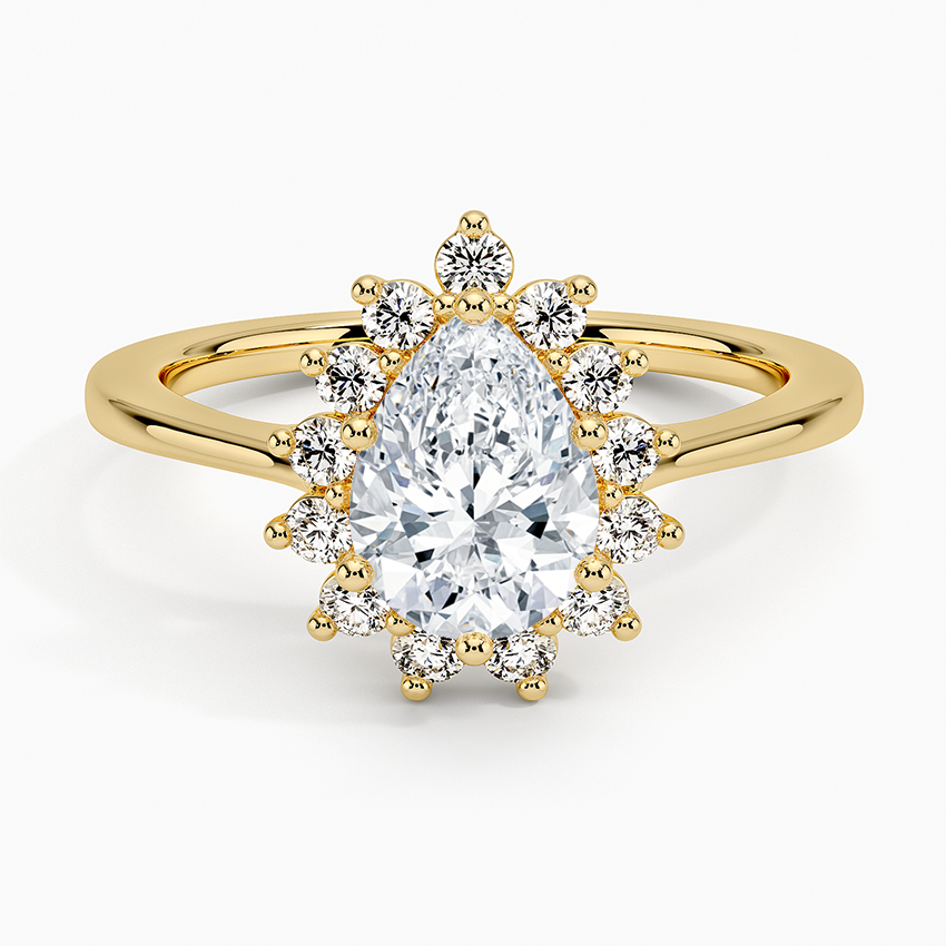 Sunburst Halo Diamond Ring (1/4 ct. tw.) Yellow Gold 18k Pear Engagement Ring