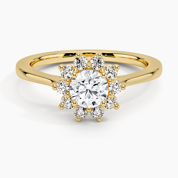Sunburst Halo Diamond Engagement Ring