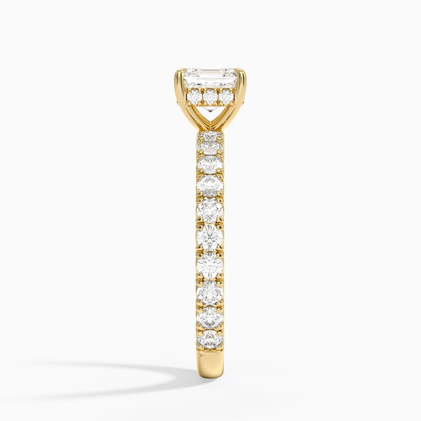 Perfect Fit French Pavé Diamond Ring Yellow Gold 18k Asscher Engagement Ring