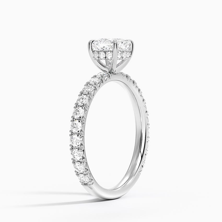 Perfect Fit French Pavé Diamond Ring Platinum Cushion Engagement Ring