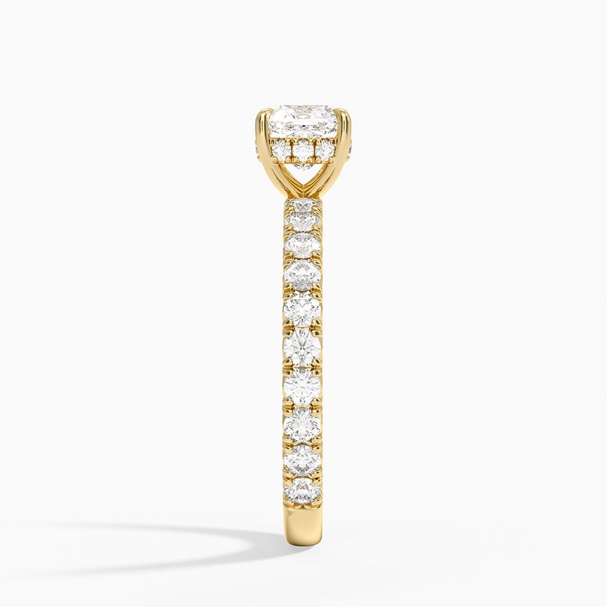 Perfect Fit French Pavé Diamond Ring Yellow Gold 18k Cushion Engagement Ring