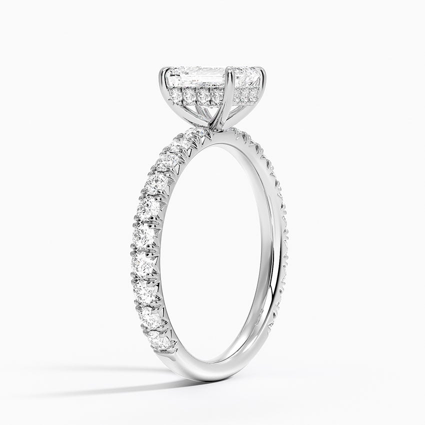 Perfect Fit French Pavé Diamond Ring Platinum Emerald Engagement Ring