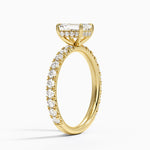 Perfect Fit French Pavé Diamond Ring Yellow Gold 18k Emerald Engagement Ring