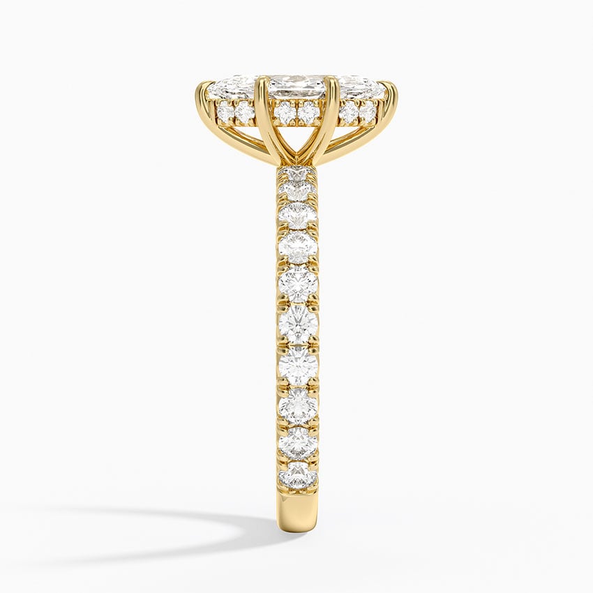 Perfect Fit French Pavé Diamond Ring Yellow Gold 18k Marquise Engagement Ring