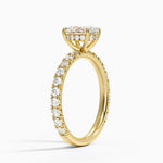 Perfect Fit French Pavé Diamond Ring Yellow Gold 18k Oval Engagement Ring