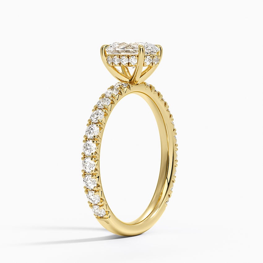 Perfect Fit French Pavé Diamond Ring Yellow Gold 18k Oval Engagement Ring