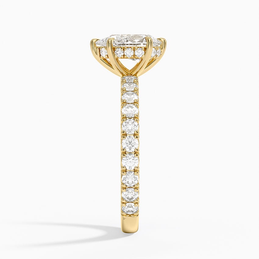 Perfect Fit French Pavé Diamond Ring Yellow Gold 18k Pear Engagement Ring