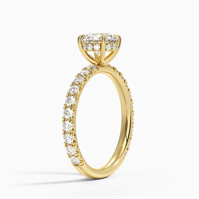 Perfect Fit French Pavé Diamond Ring Yellow Gold 18k Round Engagement Ring
