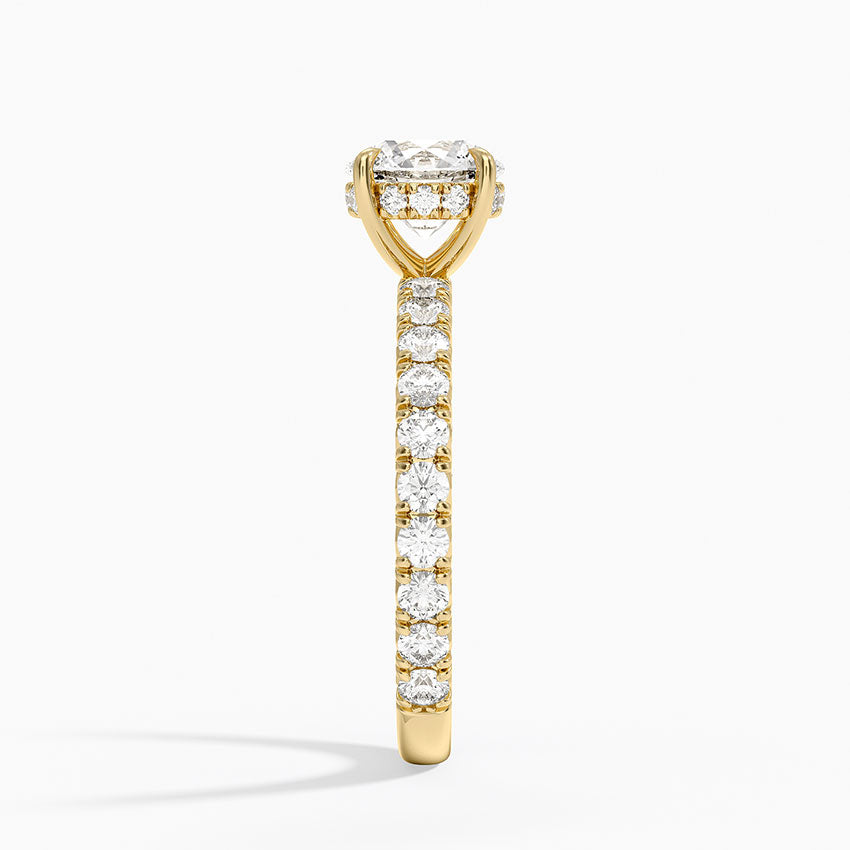 Perfect Fit French Pavé Diamond Ring Yellow Gold 18k Round Engagement Ring