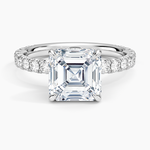 Perfect Fit French Pavé Diamond Ring Platinum Asscher Engagement Ring