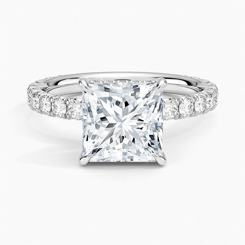 Perfect Fit French Pavé Diamond Ring Platinum Princess Engagement Ring