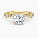 Perfect Fit French Pavé Diamond Ring Yellow Gold 18k Cushion Engagement Ring