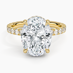 Perfect Fit French Pavé Diamond Ring Yellow Gold 18k Oval Engagement Ring