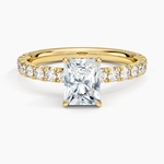 Perfect Fit French Pavé Diamond Ring Yellow Gold 18k Radiant Engagement Ring