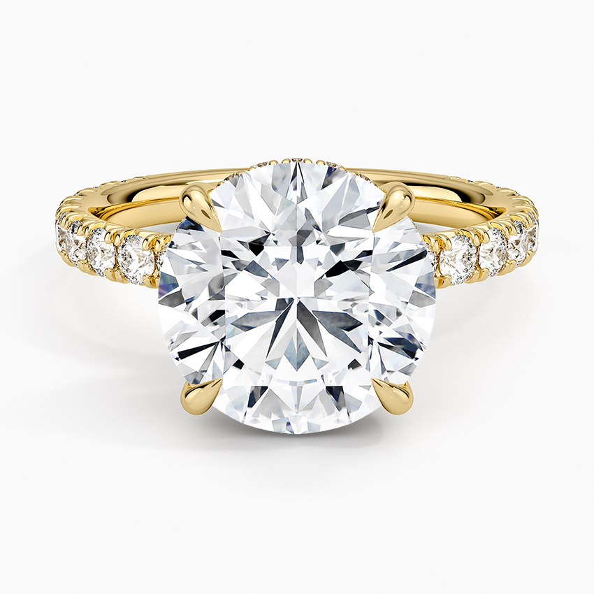 Perfect Fit French Pavé Diamond Ring Yellow Gold 18k Round Engagement Ring