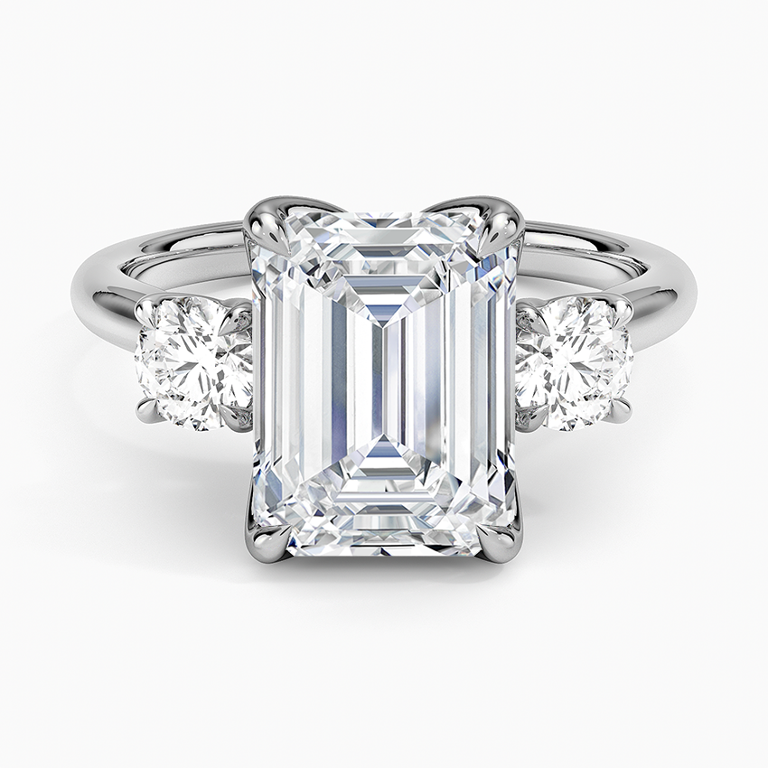 Elodie Perfect Fit Three Stone Diamond Ring (1/2 ct. tw.) Platinum Emerald Engagement Ring