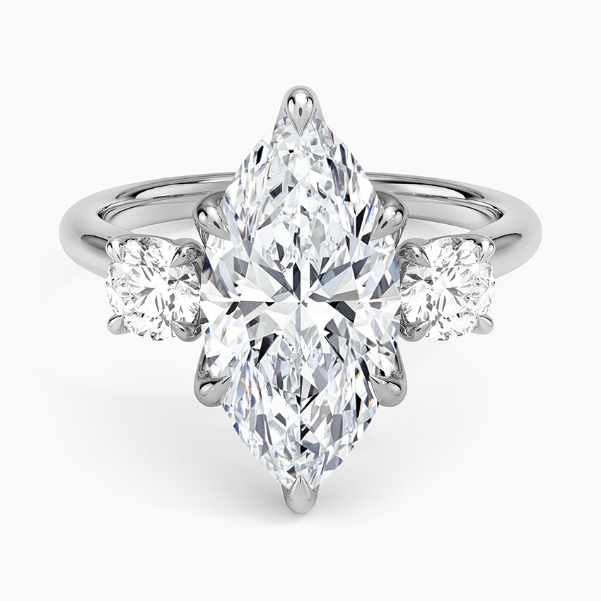 Elodie Perfect Fit Three Stone Diamond Ring (1/2 ct. tw.) Platinum Marquise Engagement Ring