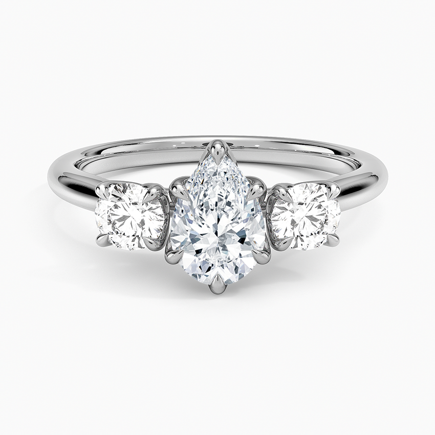 Elodie Perfect Fit Three Stone Diamond Ring (1/2 ct. tw.) Platinum Pear Engagement Ring
