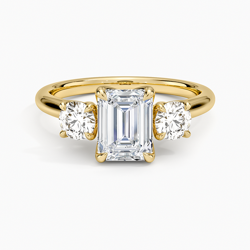 Elodie Perfect Fit Three Stone Diamond Ring (1/2 ct. tw.) Yellow Gold 18k Emerald Engagement Ring