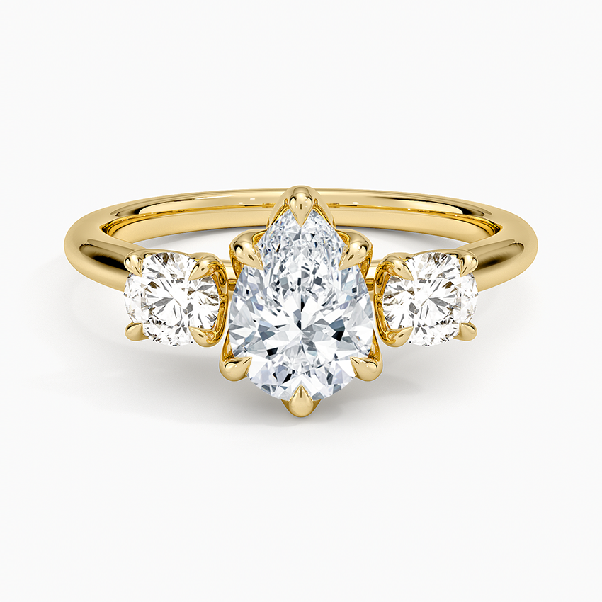 Elodie Perfect Fit Three Stone Diamond Ring (1/2 ct. tw.) Yellow Gold 18k Pear Engagement Ring