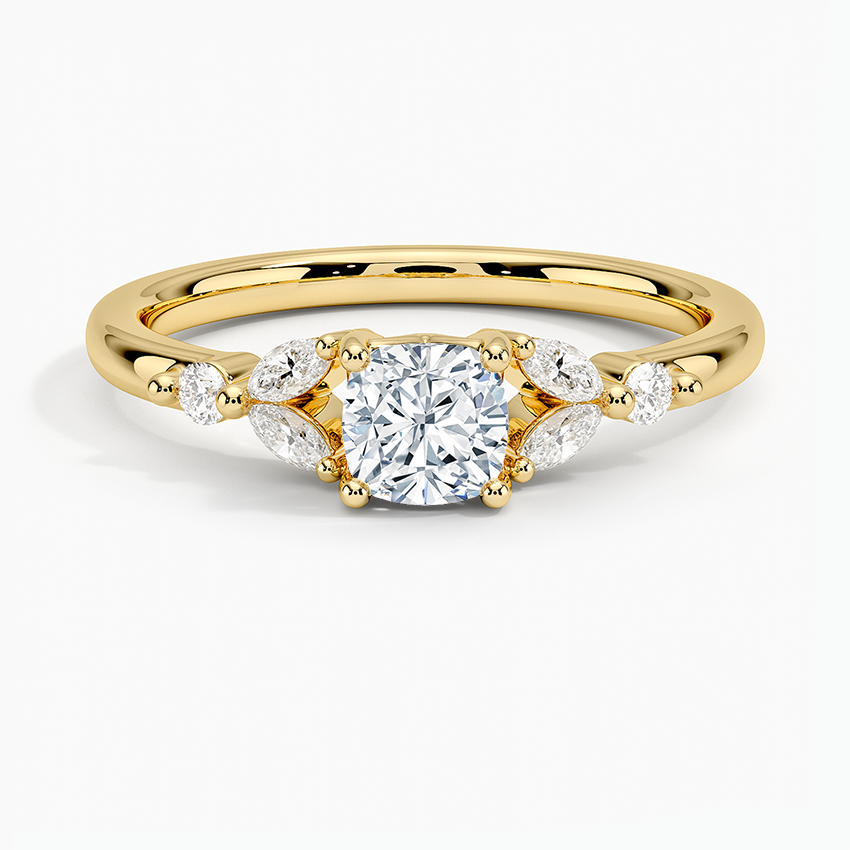 Verbena Diamond Ring Yellow Gold 18k Cushion Engagement Ring