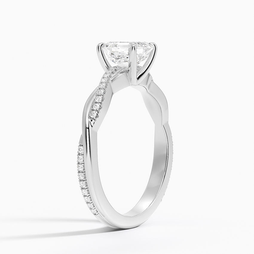 Petite Twisted Vine Diamond Ring (1/8 ct. tw.) Platinum Asscher Engagement Ring