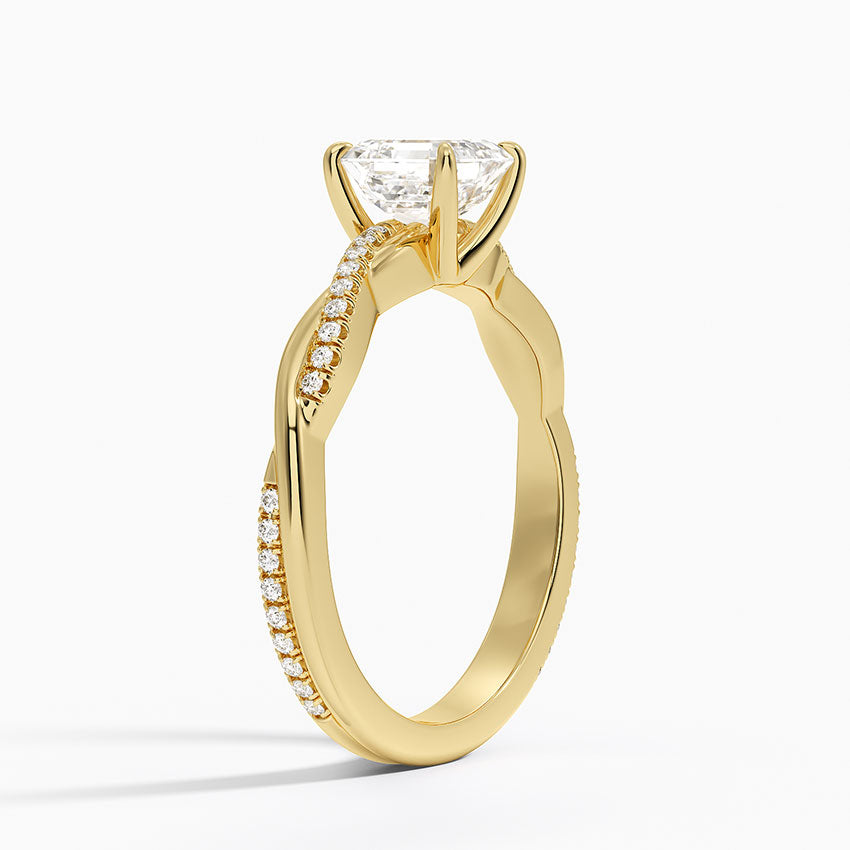 Petite Twisted Vine Diamond Ring (1/8 ct. tw.) Yellow Gold 18k Asscher Engagement Ring