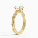 Petite Twisted Vine Diamond Ring (1/8 ct. tw.) Yellow Gold 18k Asscher Engagement Ring