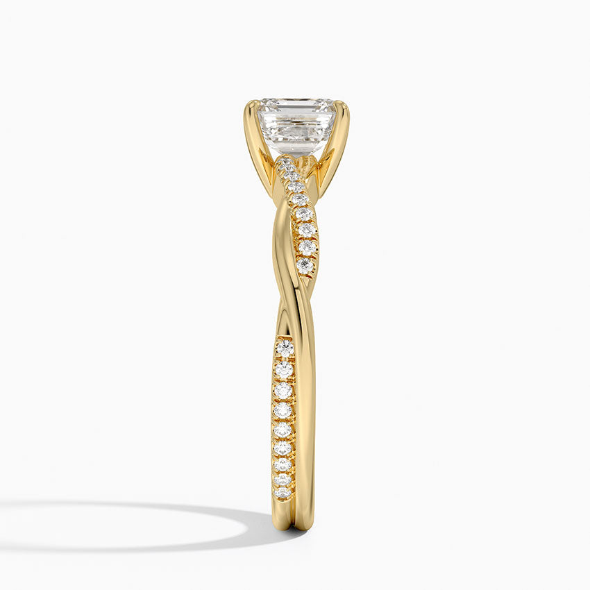 Petite Twisted Vine Diamond Ring (1/8 ct. tw.) Yellow Gold 18k Asscher Engagement Ring