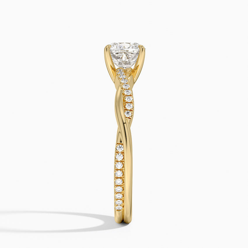 Petite Twisted Vine Diamond Ring (1/8 ct. tw.) Yellow Gold 18k Cushion Engagement Ring