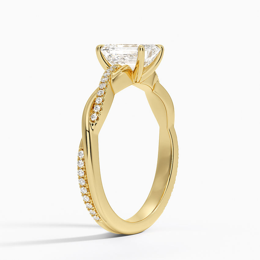 Petite Twisted Vine Diamond Ring (1/8 ct. tw.) Yellow Gold 18k Emerald Engagement Ring