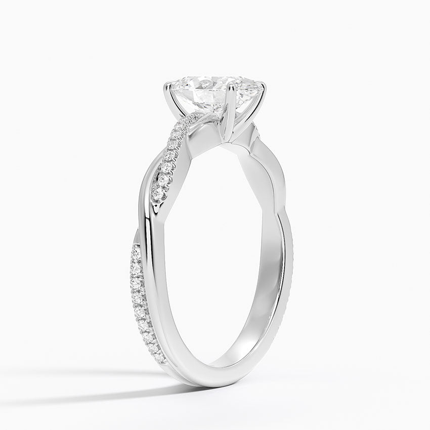 Petite Twisted Vine Diamond Ring (1/8 ct. tw.) Platinum Oval Engagement Ring