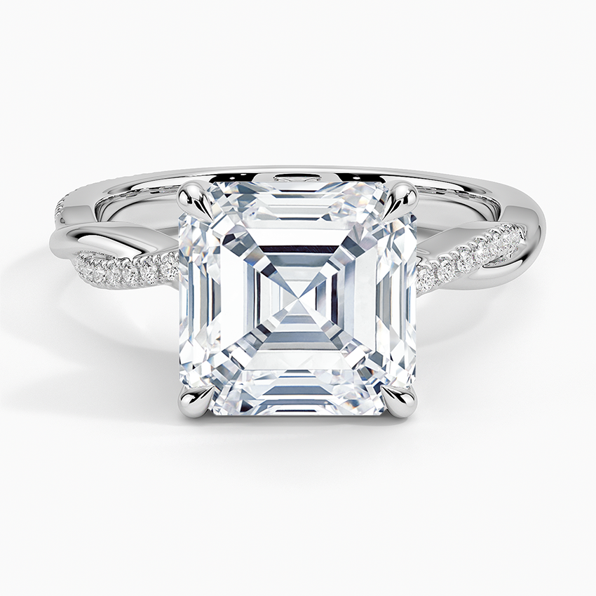 Petite Twisted Vine Diamond Ring (1/8 ct. tw.) Platinum Asscher Engagement Ring