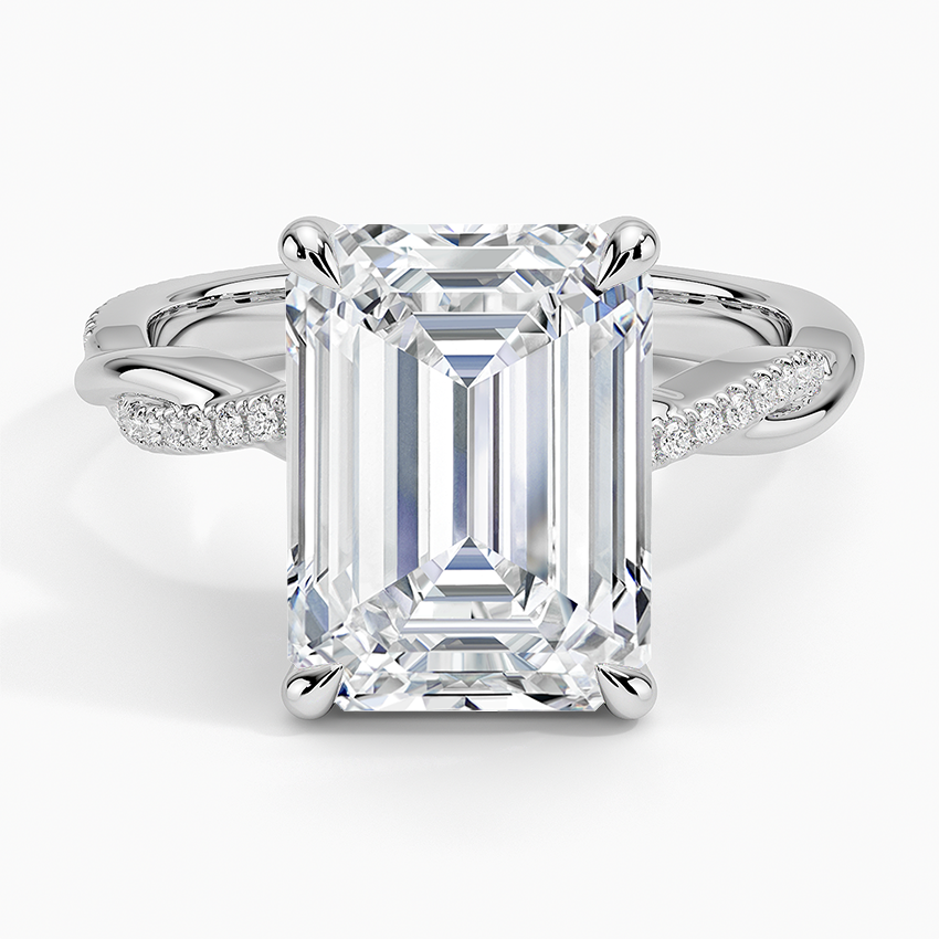 Petite Twisted Vine Diamond Ring (1/8 ct. tw.) Platinum Emerald Engagement Ring