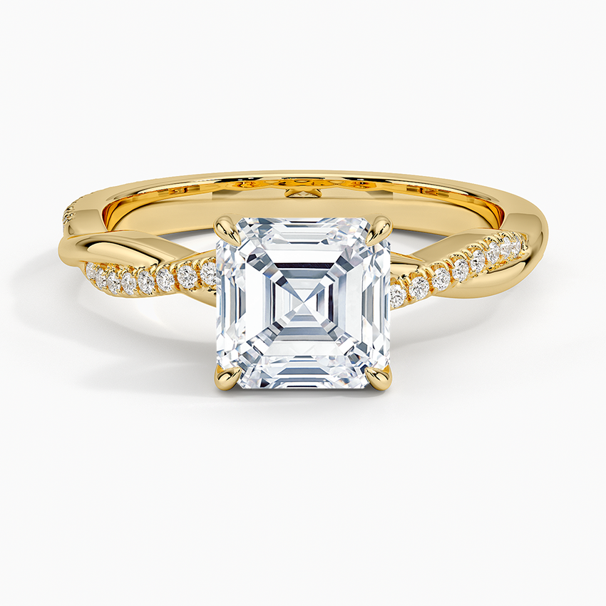 Petite Twisted Vine Diamond Ring (1/8 ct. tw.) Yellow Gold 18k Asscher Engagement Ring