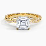 Petite Twisted Vine Diamond Ring (1/8 ct. tw.) Yellow Gold 18k Asscher Engagement Ring