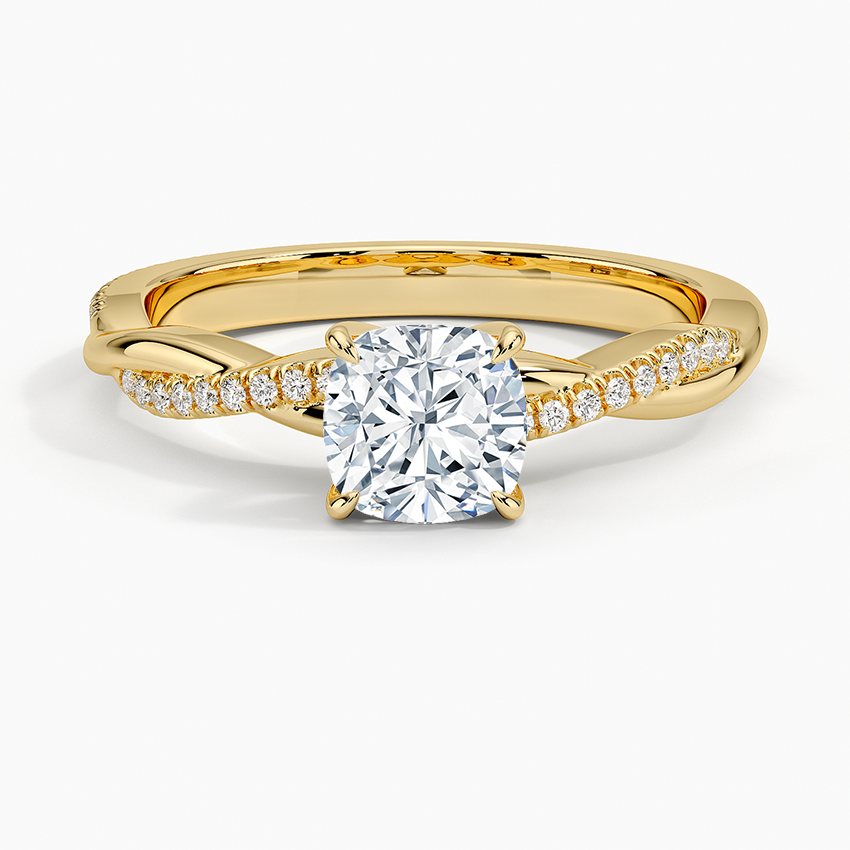 Petite Twisted Vine Diamond Ring (1/8 ct. tw.) Yellow Gold 18k Cushion Engagement Ring
