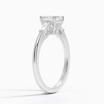 Adorned Tapered Baguette Three Stone Diamond Ring Platinum Asscher Engagement Ring